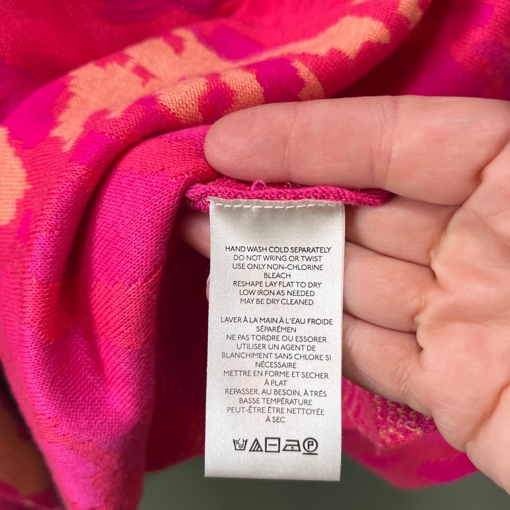 Daily Practice Anthropologie Pink Orange Abstract V-Back Knit Sweater Medium - Picture 4 of 5